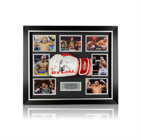 Oleksandr Usyk Hand Signed White Boxing Glove in Deluxe Classic Dome Frame