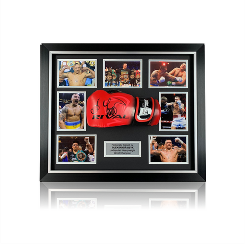 Oleksandr Usyk Hand Signed Red Boxing Glove in Deluxe Classic Dome Frame