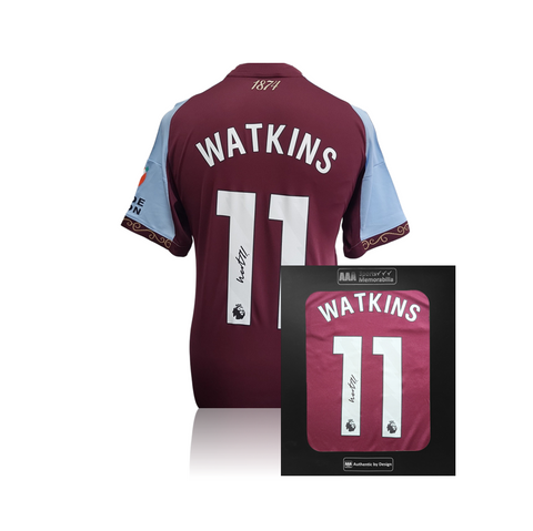 Ollie Watkins Hand Signed Aston Villa 2025-26 Home Shirt in AAA Gift Box