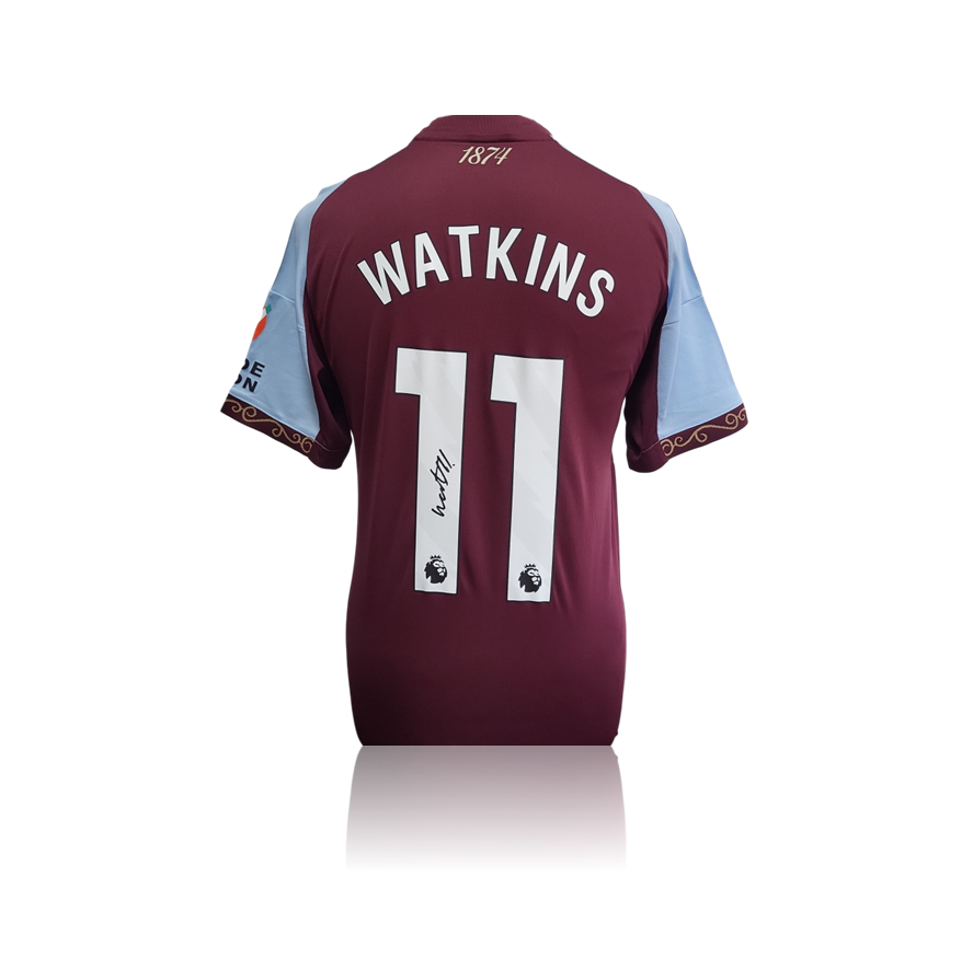 Ollie Watkins Hand Signed Aston Villa 2025-26 Home Shirt in AAA Gift Box