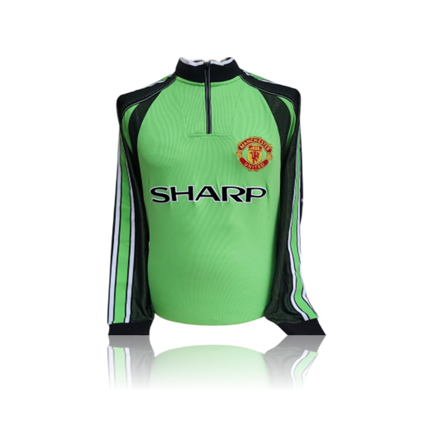 Peter Schmeichel Hand Signed Manchester United 1999 Replica Shirt in Deluxe Classic Frame