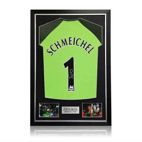 Peter Schmeichel Hand Signed Manchester United 1999 Replica Shirt in Deluxe Classic Frame
