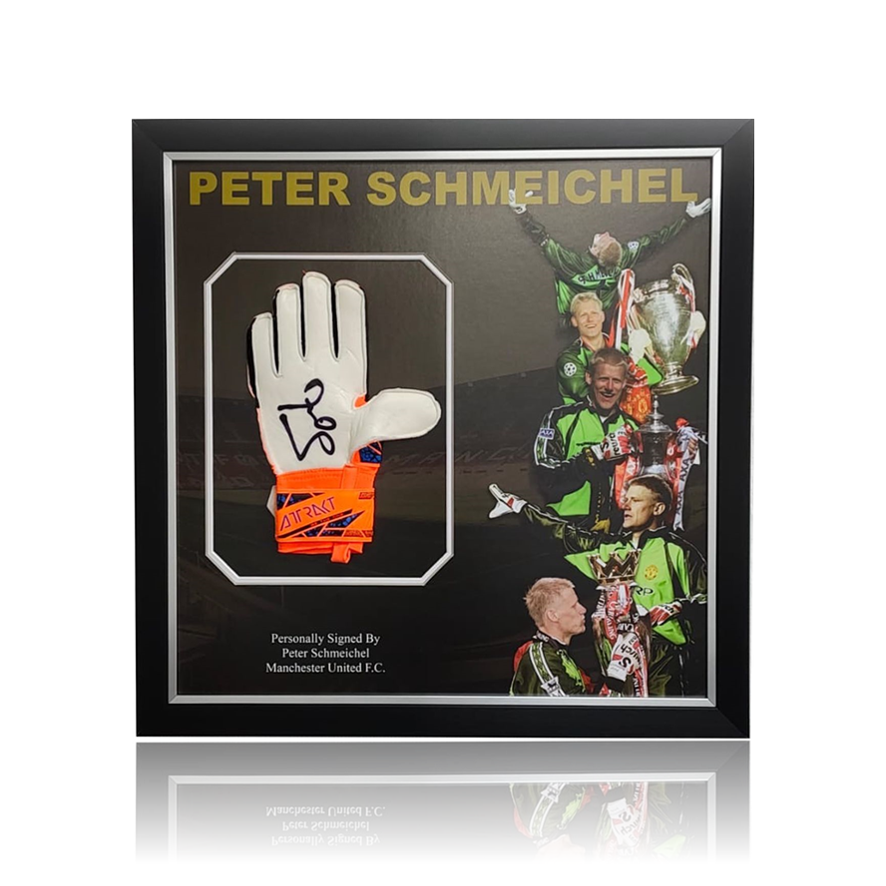 Peter Schmeichel Hand Signed REUSCH Goalkeepers Glove In Deluxe Classic Frame