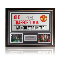Peter Schmeichel Hand Signed Old Trafford Sign In Classic Frame
