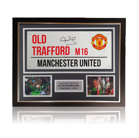 Peter Schmeichel Hand Signed Old Trafford Sign In Classic Frame