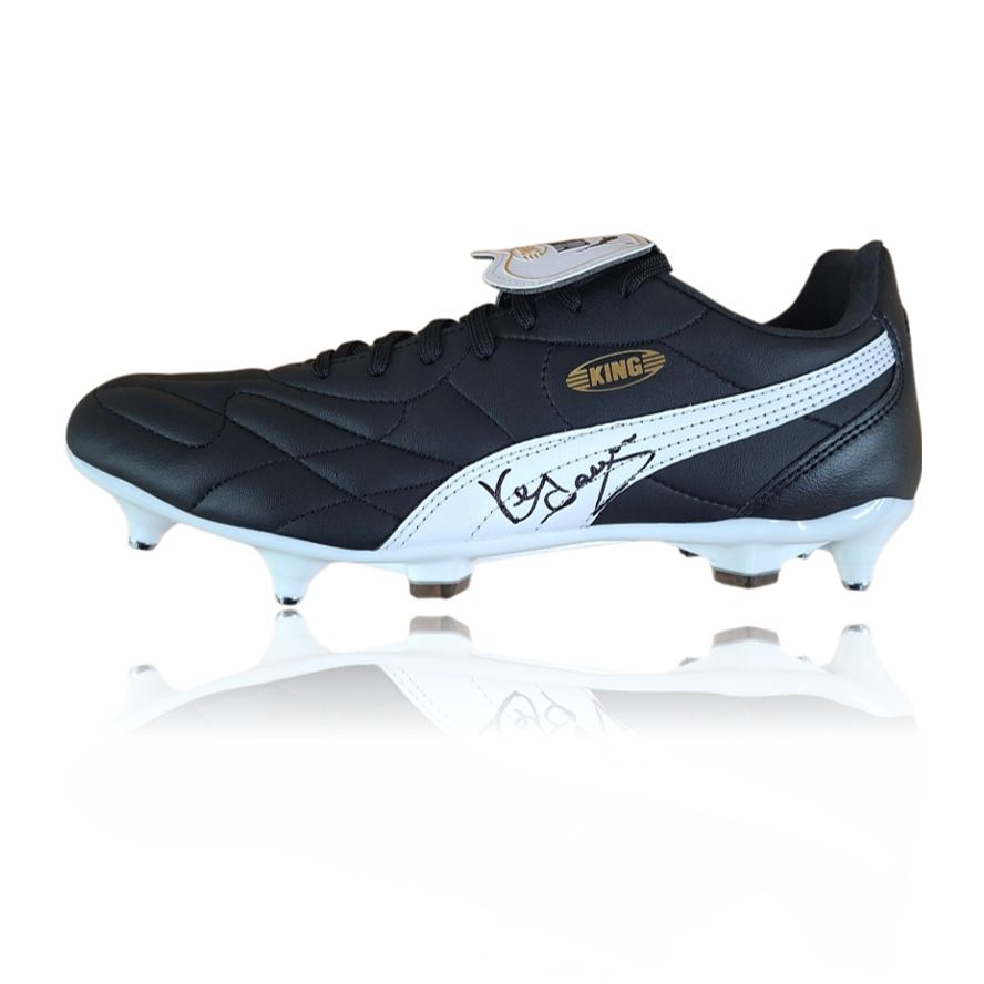 Kenny Dalglish Hand Signed Black/White Puma KING Football Boot in Deluxe Acrylic Display Case