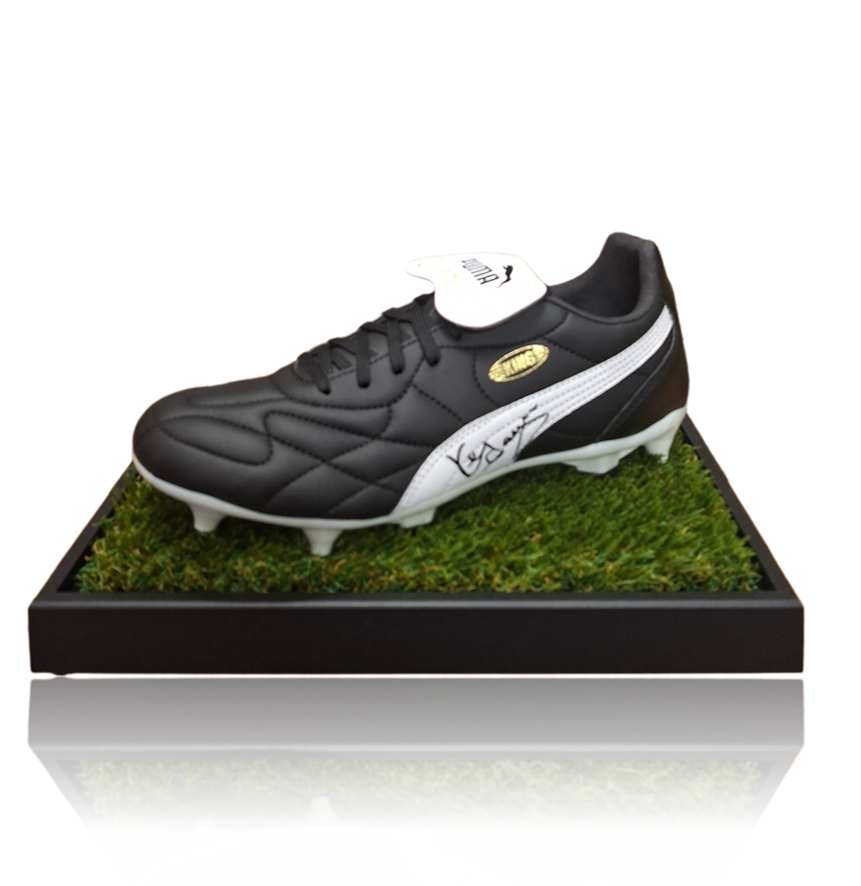 Kenny Dalglish Hand Signed Black/White Puma KING Football Boot in Deluxe Acrylic Display Case