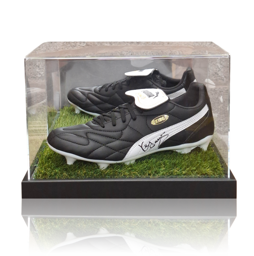 Kenny Dalglish Hand Signed Black/White Puma KING Football Boot in Deluxe Acrylic Display Case