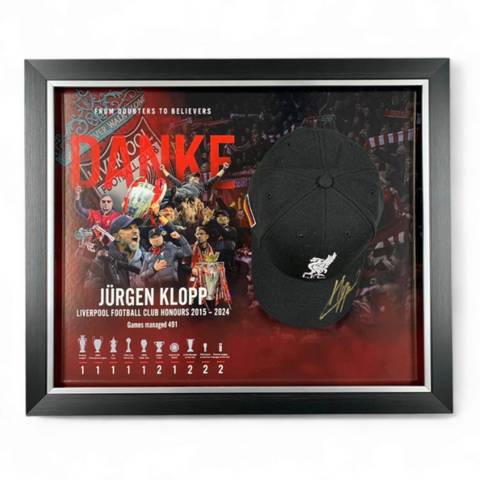 Jurgen Klopp Hand Signed '47' German Flag Cap & Honours In Deluxe Classic Dome Frame