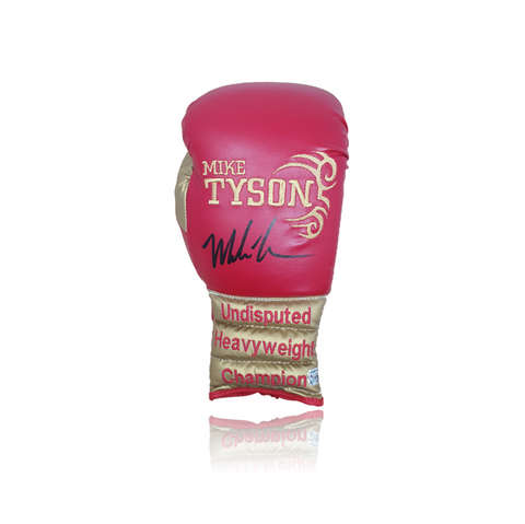 Mike Tyson Hand Signed Red/Gold ‘Trademark’ Tattoo Glove