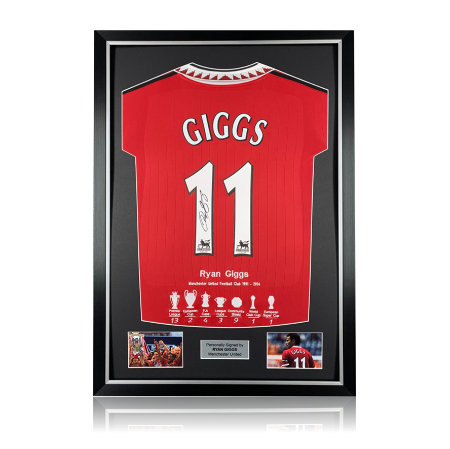 Ryan Giggs Hand Signed Manchester United Home Shirt with HONOURS in Deluxe Classic Frame