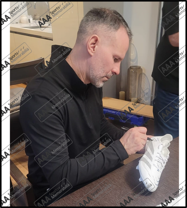 Ryan Giggs Hand Signed White Adidas PREDATOR Football Boot in Deluxe Dome Frame