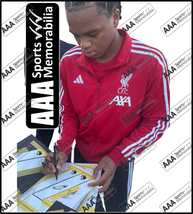 Rio Ngumoha Hand Signed Liverpool 2025-26 Home Shirt in Deluxe Classic Frame