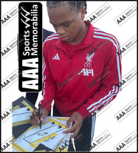 Rio Ngumoha Hand Signed Liverpool 2025-26 Home Shirt in Deluxe Classic Frame