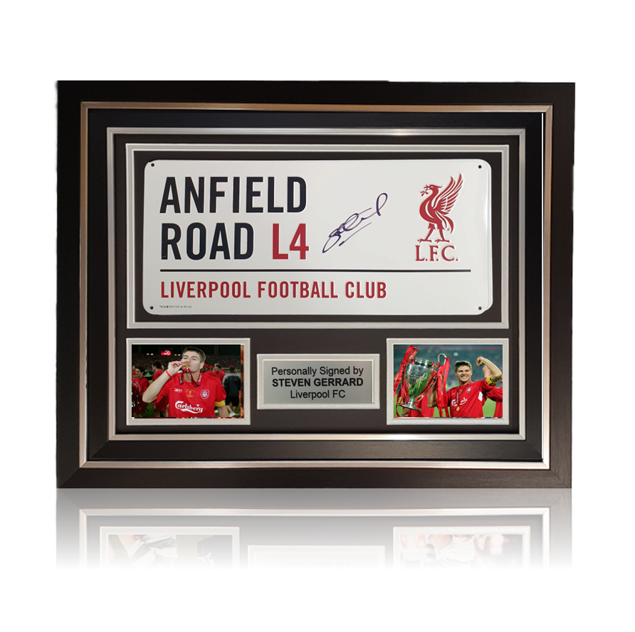 Steven Gerrard Hand Signed ANFIELD ROAD Sign in Deluxe Classic Frame