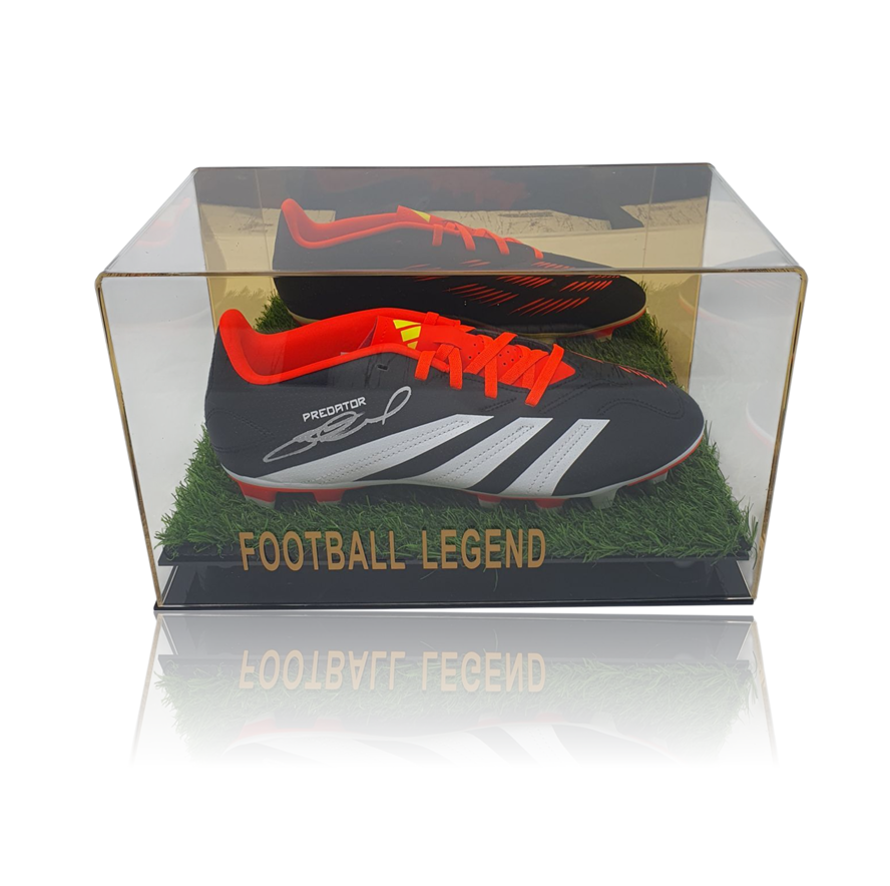 Steven Gerrard Hand Signed BLACK/WHITE/RED Adidas Predator Football Boot In Acrylic Display Case