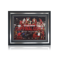 Steven Gerrard Hand Signed 12" X 16" CUP GOALS Montage in Classic Frame