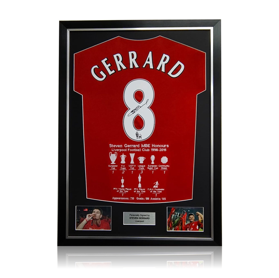 Steven Gerrard Hand Signed #8 Career Honours Presentation in Deluxe Classic Frame