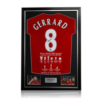 Steven Gerrard Hand Signed #8 Career Honours Presentation in Deluxe Classic Frame