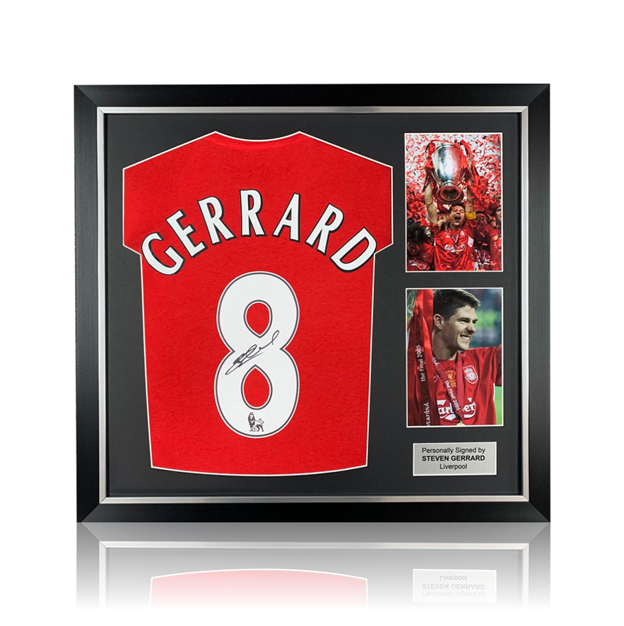 Steven Gerrard Hand Signed #8 Presentation in Deluxe Classic Frame