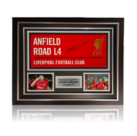 Steven Gerrard Hand Signed Red ANFIELD ROAD Sign in Deluxe Classic Frame