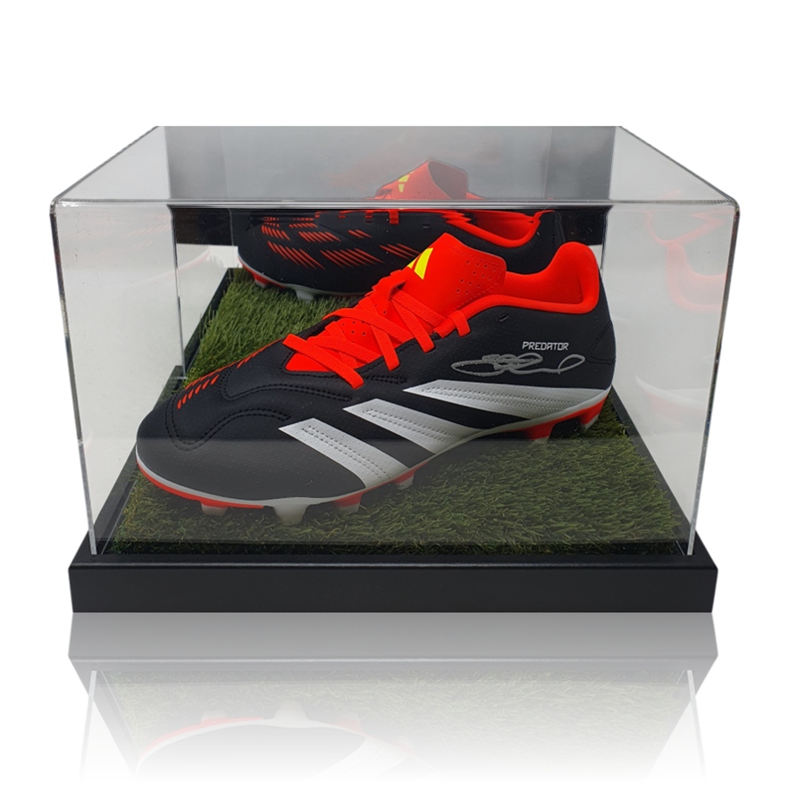 Steven Gerrard Hand Signed BLACK/WHITE/RED Adidas Predator Football Boot In Acrylic Display Case