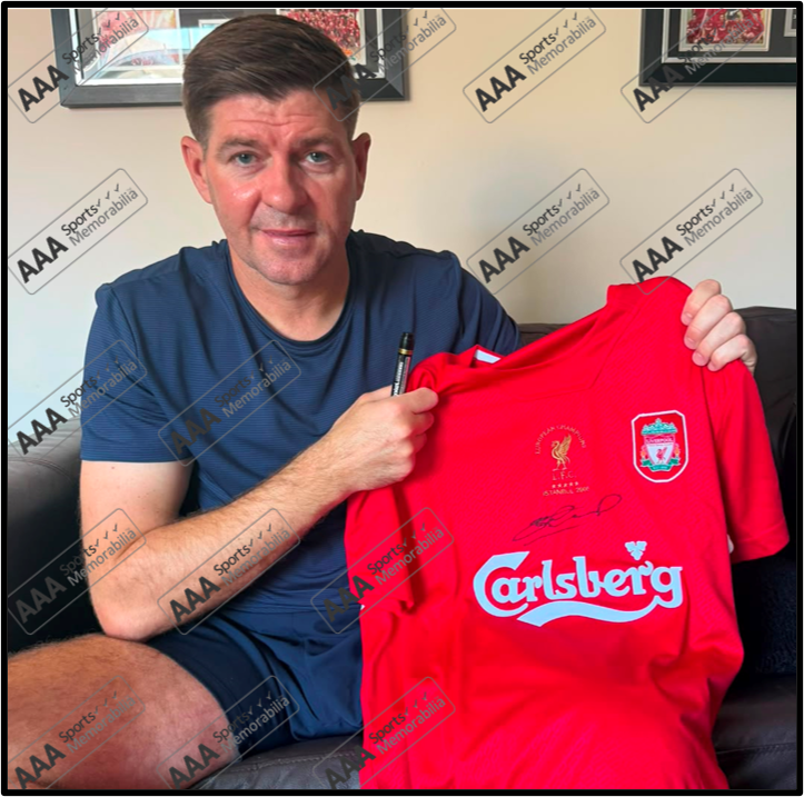 Steven Gerrard Hand Signed Liverpool 2005 ISTANBUL Shirt in AAA Gift Box