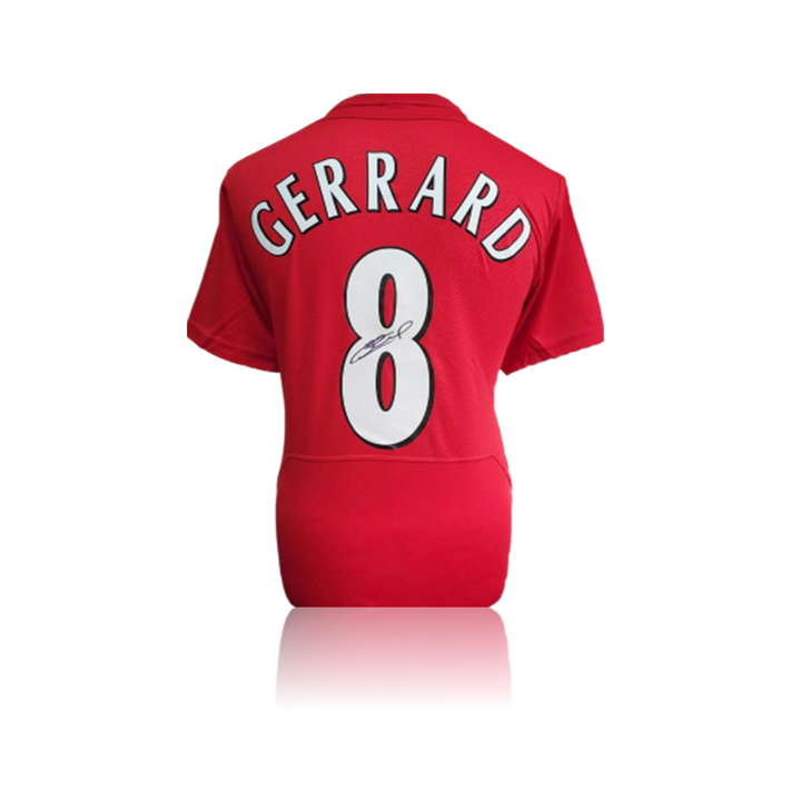 Steven Gerrard Hand Signed Liverpool 2005 ISTANBUL #8 Shirt in Deluxe Classic Frame