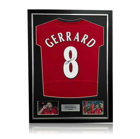 Steven Gerrard Hand Signed Liverpool 2005 ISTANBUL #8 Shirt in Deluxe Classic Frame