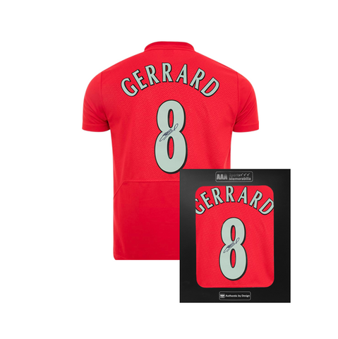 Steven Gerrard Hand Signed Liverpool 2005 ISTANBUL #8 Shirt in AAA Gift Box