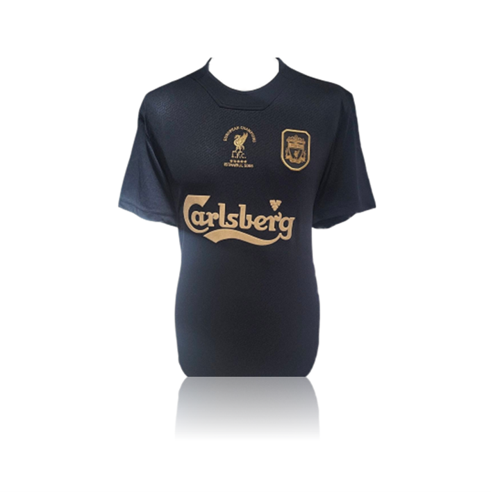 Steven Gerrard Hand Signed Liverpool 2005 Black/Gold #8 Shirt in