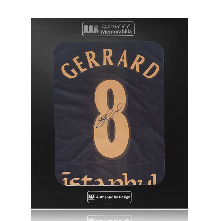 Steven Gerrard Hand Signed Liverpool 2005 Black/Gold 'Istanbul' #8 Shirt in AAA Gift Box