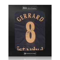 Steven Gerrard Hand Signed Liverpool 2005 Black/Gold 'Istanbul' #8 Shirt in AAA Gift Box
