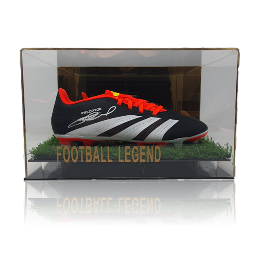 Steven Gerrard Hand Signed BLACK/WHITE/RED Adidas Predator Football Boot In Acrylic Display Case