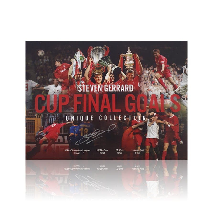 Steven Gerrard Hand Signed 12" X 16" CUP GOALS Montage