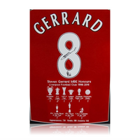 Steven Gerrard Hand Signed #8 Career Honours Presentation in Deluxe Classic Frame