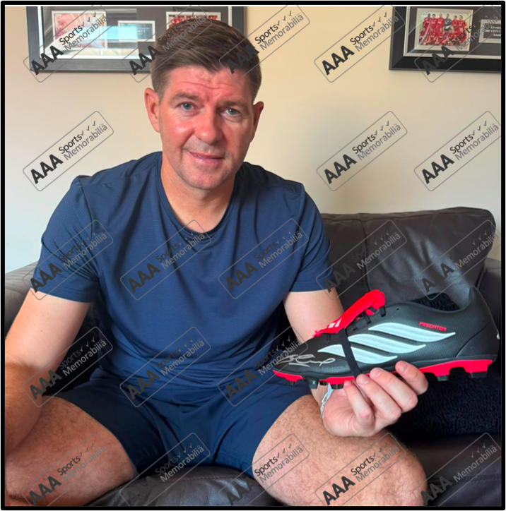 Steven Gerrard Hand Signed BLACK/WHITE/RED Adidas Predator Football Boot In AAA Gift Box