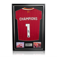 Arne Slot Hand Signed Liverpool 2024-25 #1 'CHAMPIONS' Home Shirt In Deluxe Classic Frame
