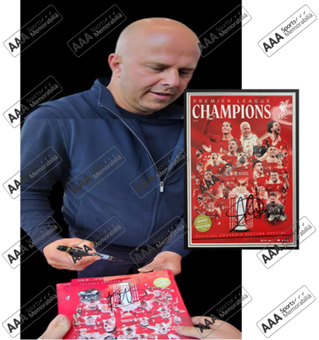 Arne Slot Hand Signed Liverpool 2024-25 CHAMPIONS Programme In Deluxe Classic Frame
