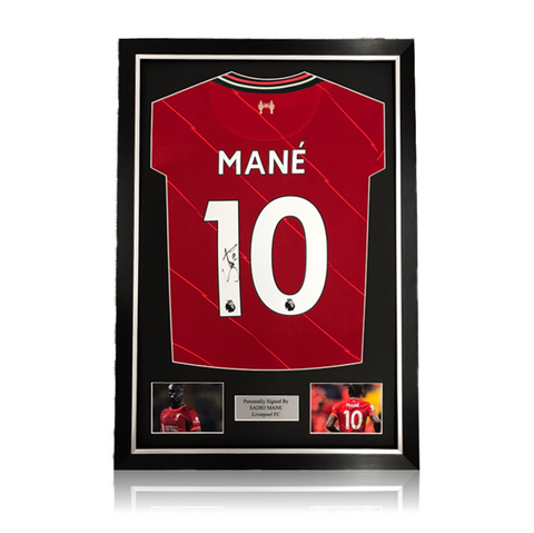 Sadio Mane Hand Signed Liverpool 2021-22 Home Shirt in Deluxe Classic Frame