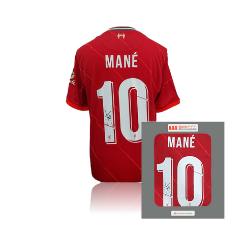 Sadio Mane Hand Signed Liverpool 2021-22 Home Shirt in AAA Gift Box