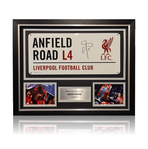 Sadio Mane Hand Signed Anfield Road Sign In Deluxe Classic Frame