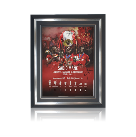 Sadio Mane Hand Signed 12" x 16" Montage in Classic Frame