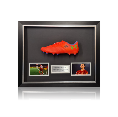 Trent Alexander-Arnold Hand Signed PINK Football Boot In Deluxe Classic Dome Frame