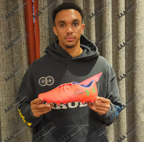 Trent Alexander-Arnold Hand Signed PINK Football Boot In Deluxe Classic Dome Frame