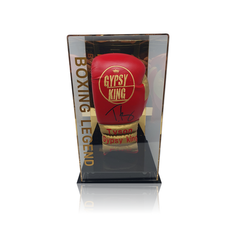 Tyson Fury Signed ‘Gypsy King’ Red/Gold Boxing Glove in Deluxe Acrylic Display Case