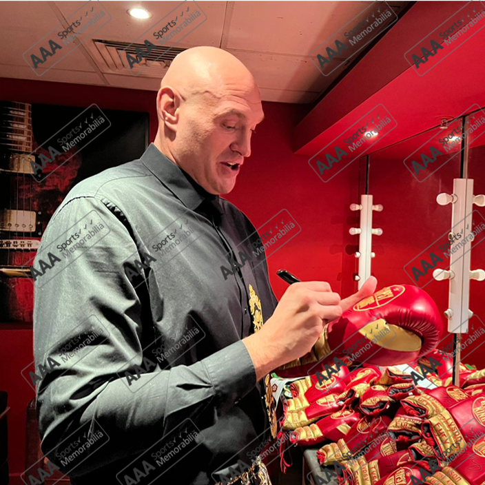 Tyson Fury Signed ‘Gypsy King’ Red/Gold Boxing Glove in Deluxe Acrylic Display Case