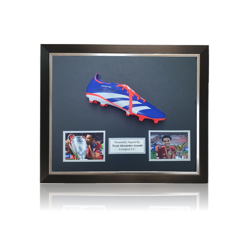 Trent Alexander-Arnold Hand Signed BLUE/RED/WHITE 'PREDATOR' Boot in Deluxe Classic Dome Frame