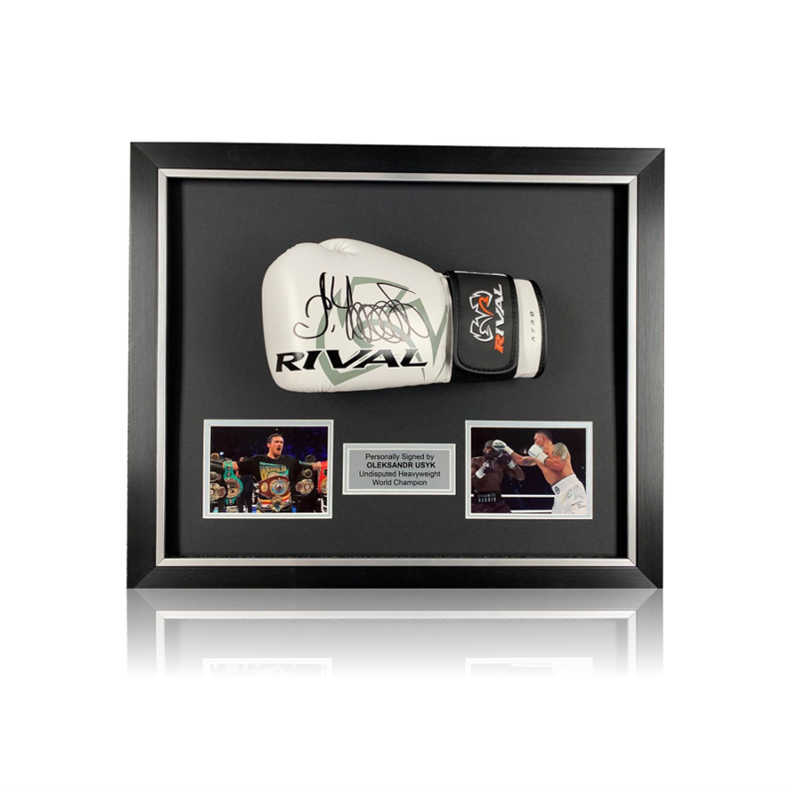 Oleksandr Usyk Hand Signed White RIVAL Boxing Glove in Deluxe Classic Acrylic Dome Frame