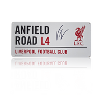 Víctor Munoz Hand Signed Anfield Road Sign